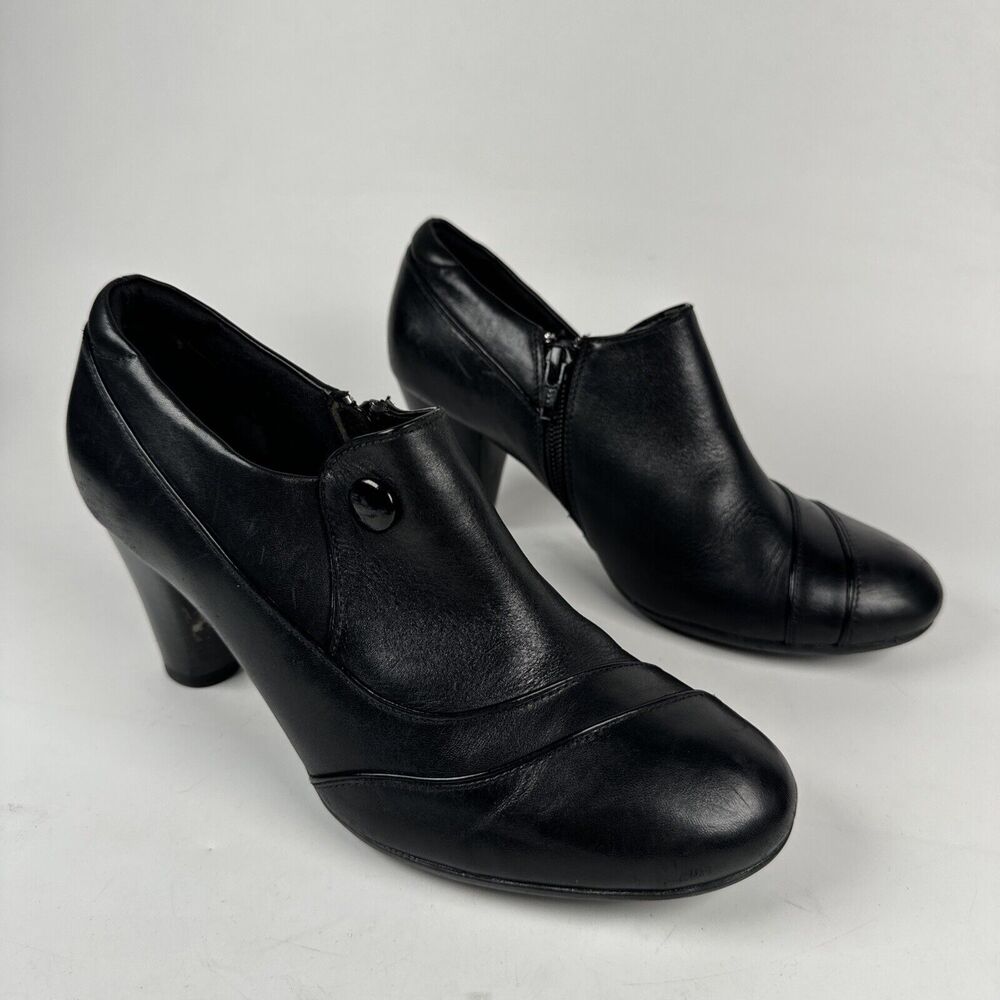 Clark’s Bendables 83050 Black Lea Absess Angel Women’s Heeled Shoes Size 6.5 Zip